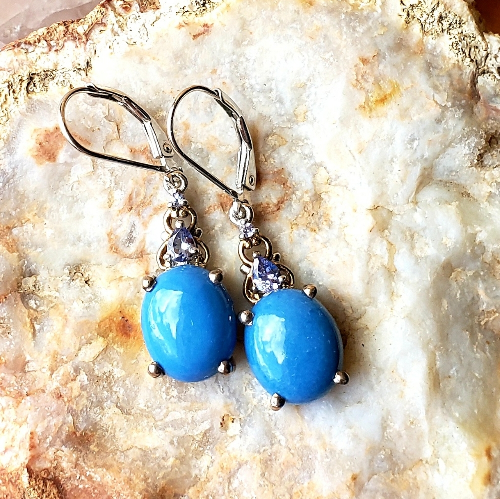 Natural Blue Cerelulite Dangle Earrings